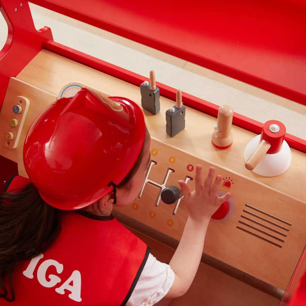 Viga Toys Didelis medinis gaisrinės automobilis VIGA Montessori vaikų žaidimams