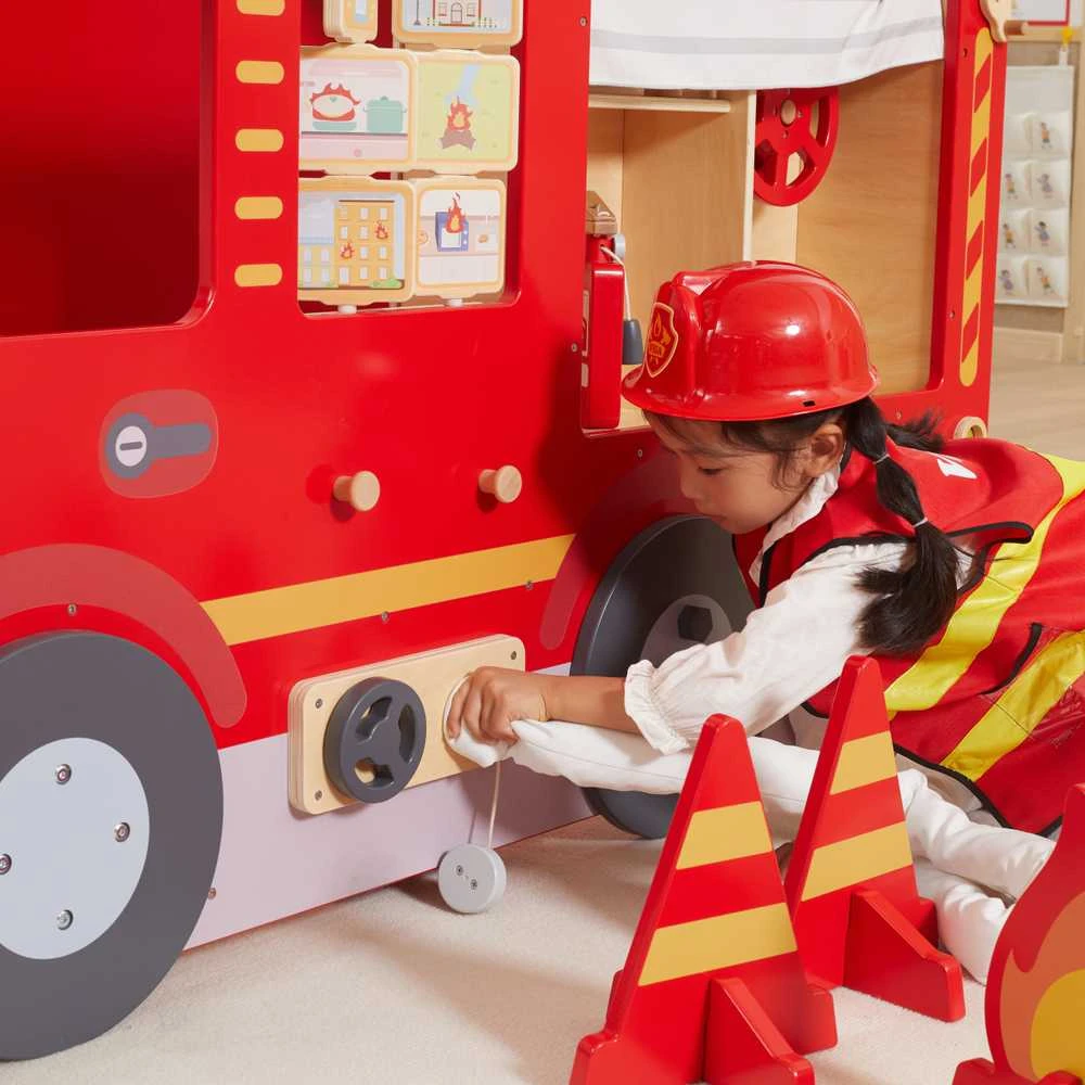 Viga Toys Didelis medinis gaisrinės automobilis VIGA Montessori vaikų žaidimams