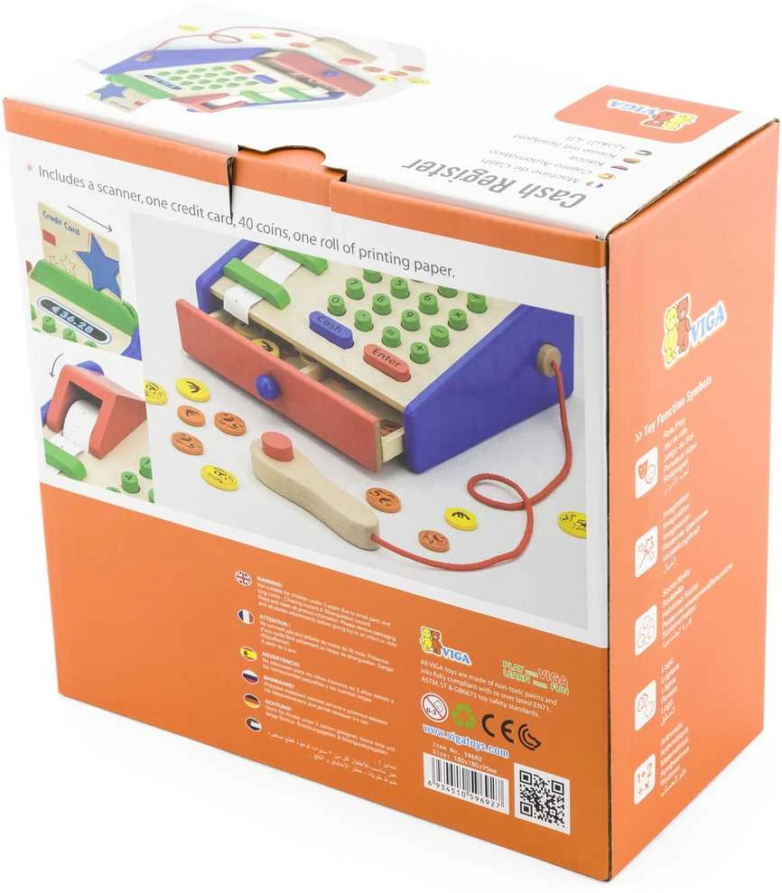 Medinių parduotuvių kasos su aksesuarais skaitytuvas „Viga Toys Montessori“