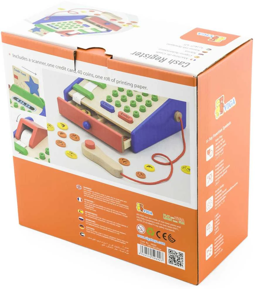 Medinių parduotuvių kasos su aksesuarais skaitytuvas „Viga Toys Montessori“