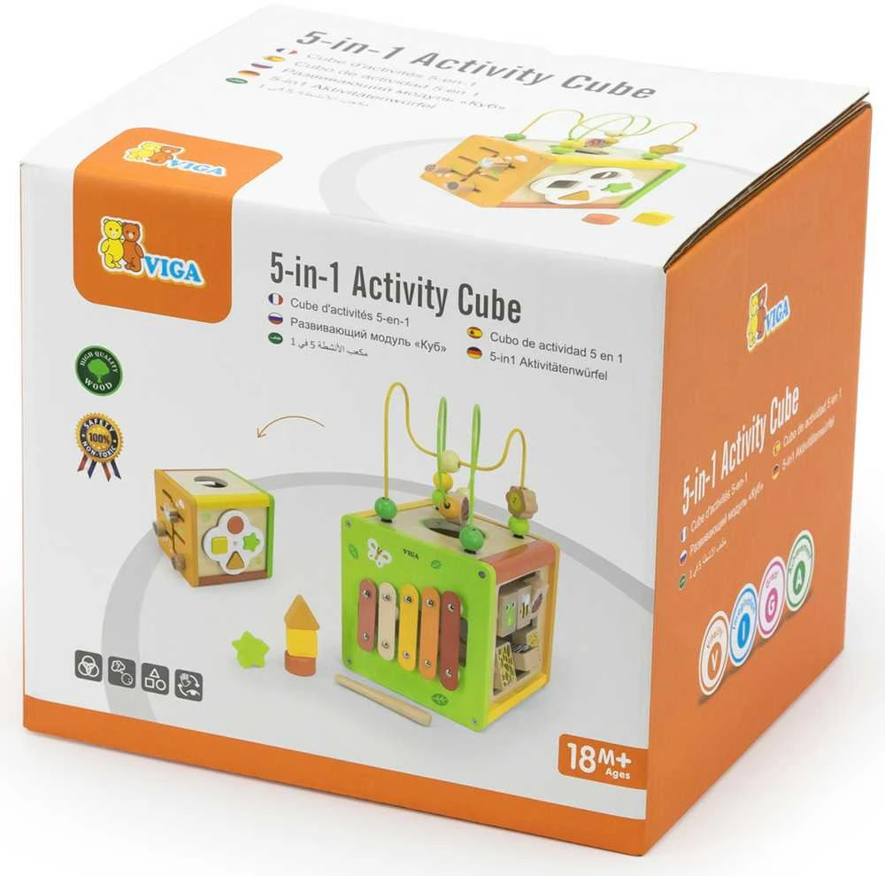 VIGA medinė edukacinė kubas 5in1