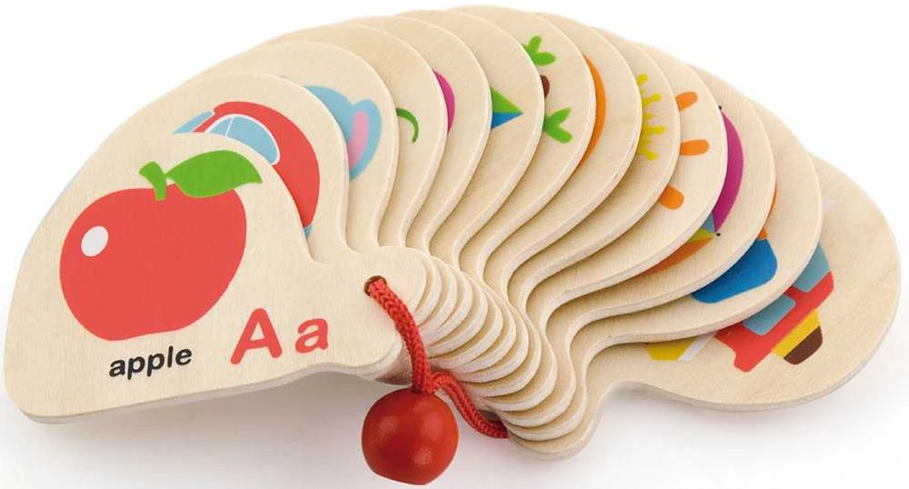 Viga medinė brošiūra abėcėlei ir anglų kalba Montessori