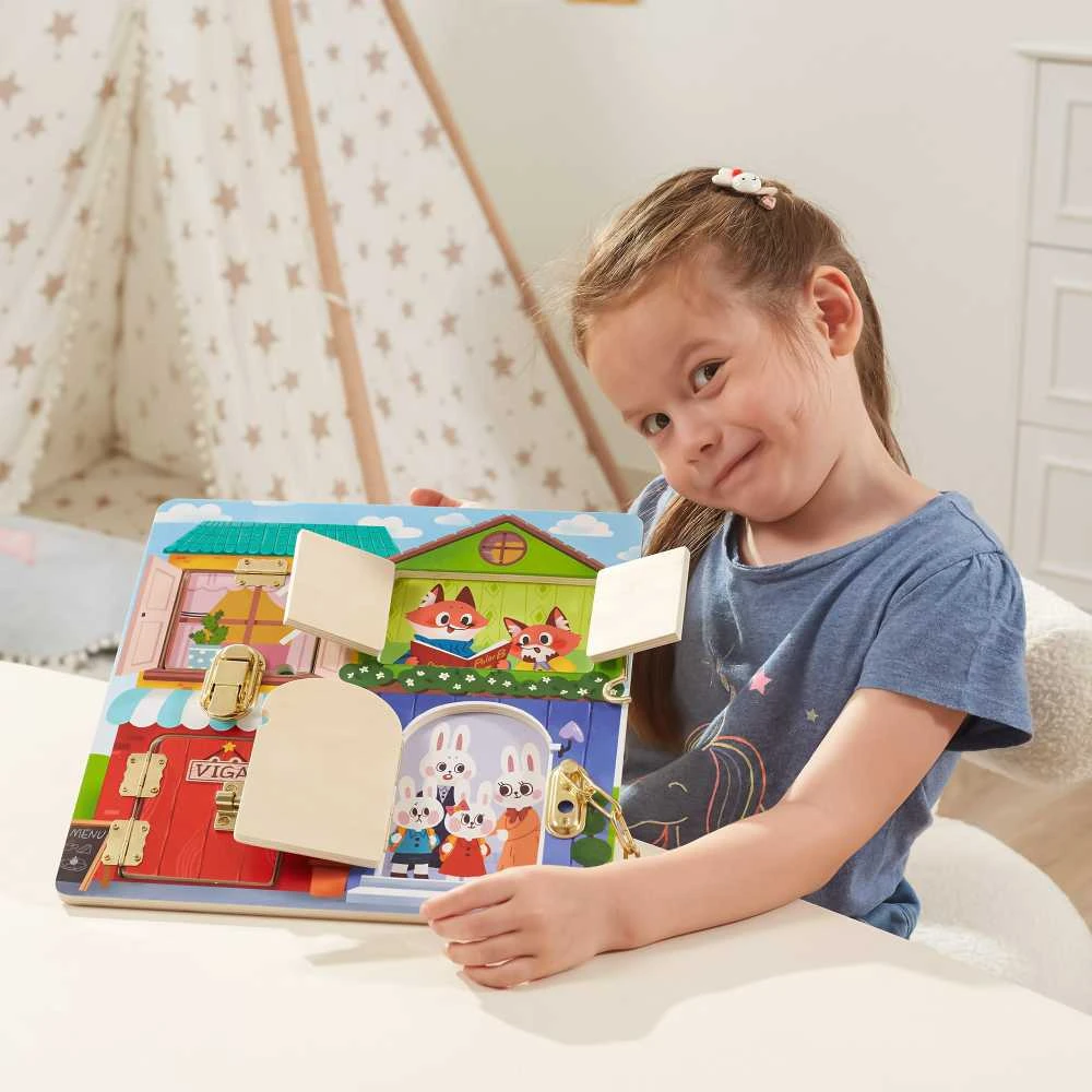 Viga medinis manipuliacinės lentos pilis ir užrakto namas Montessori