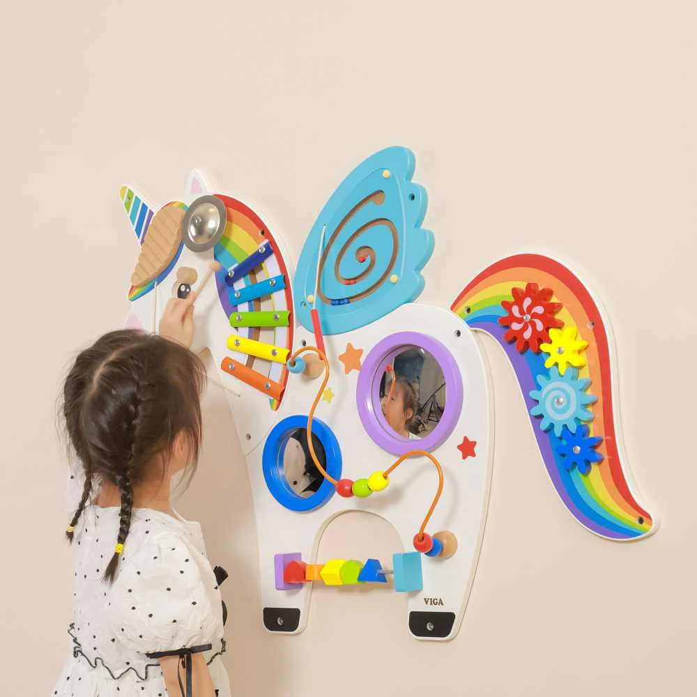 Viga Toys Viga Medinė Sensorinė Manipuliacinė Lentelė Vienaragis FSC Sertifikuota Montessori