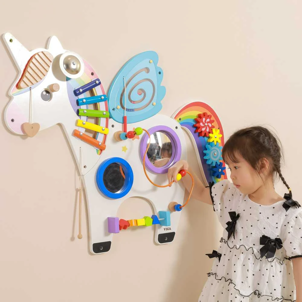 Viga Toys Viga Medinė Sensorinė Manipuliacinė Lentelė Vienaragis FSC Sertifikuota Montessori