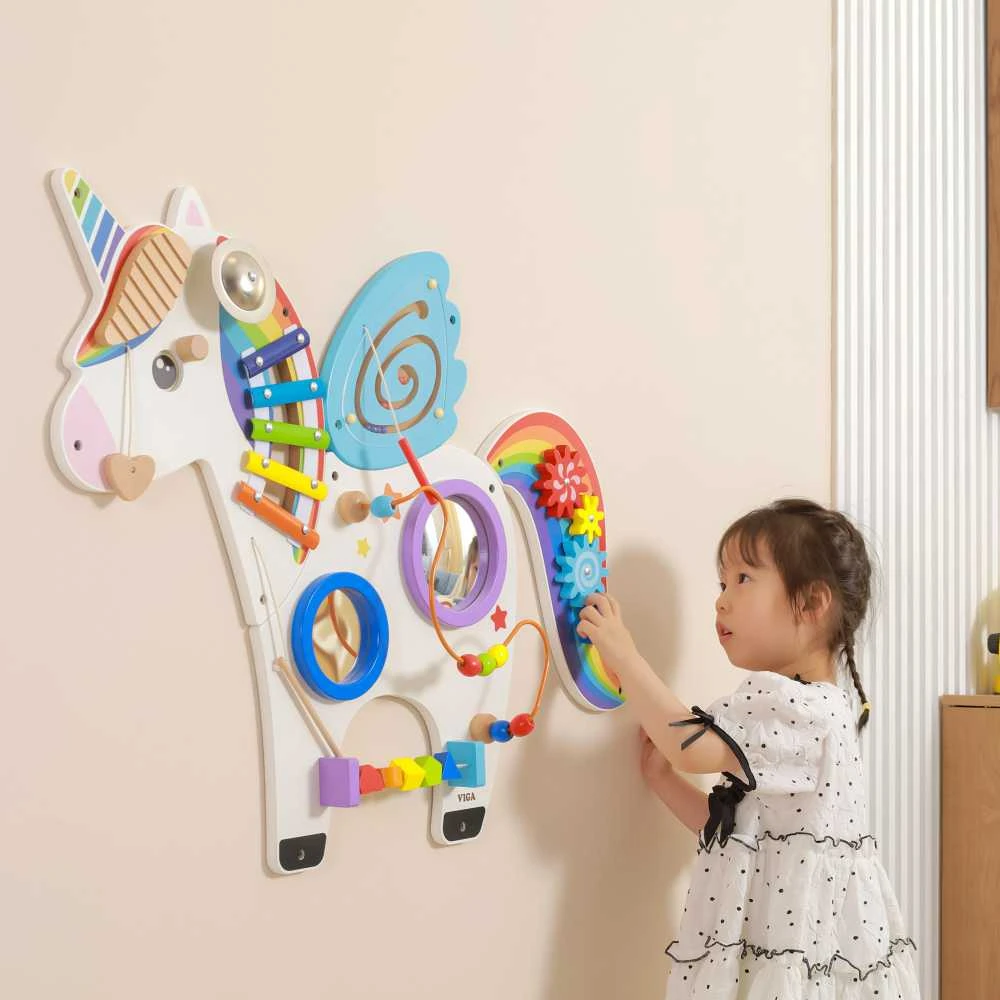 Viga Toys Viga Medinė Sensorinė Manipuliacinė Lentelė Vienaragis FSC Sertifikuota Montessori