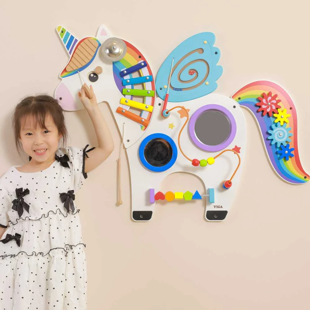 Viga Toys Viga Medinė Sensorinė Manipuliacinė Lentelė Vienaragis FSC Sertifikuota Montessori