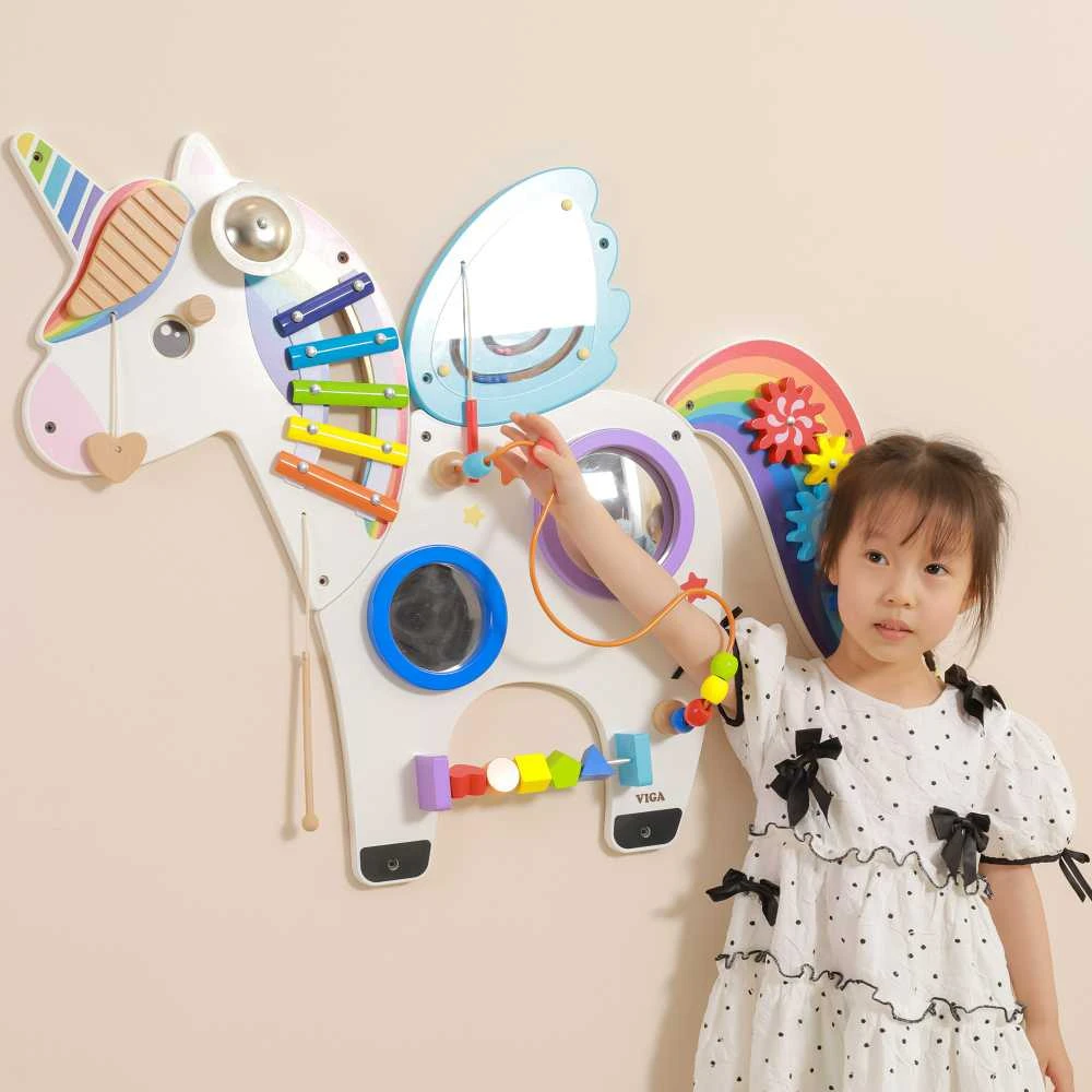 Viga Toys Viga Medinė Sensorinė Manipuliacinė Lentelė Vienaragis FSC Sertifikuota Montessori