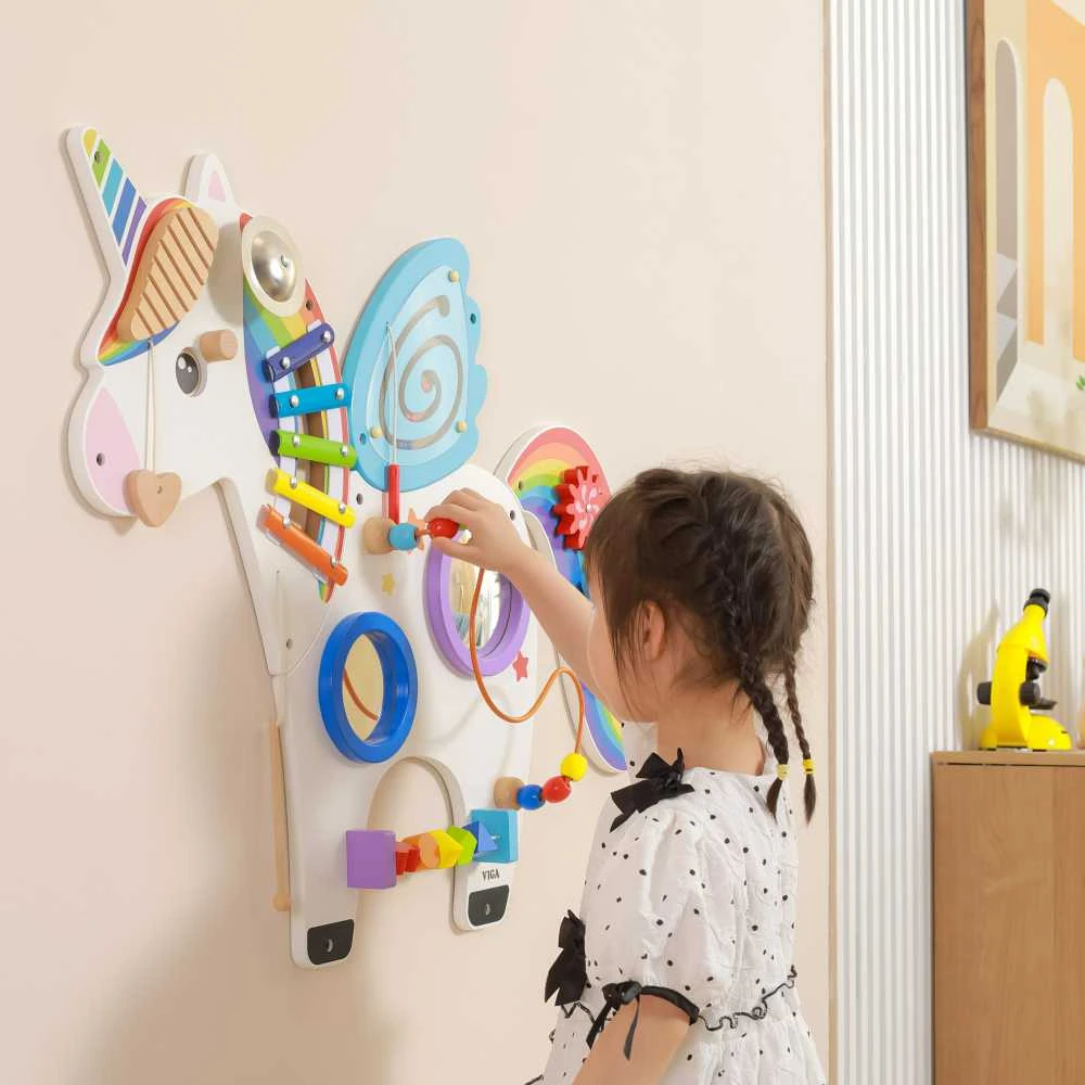 Viga Toys Viga Medinė Sensorinė Manipuliacinė Lentelė Vienaragis FSC Sertifikuota Montessori