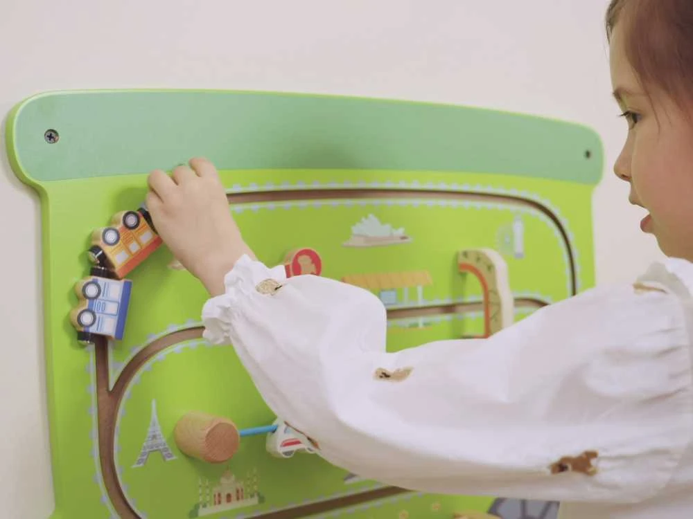 Viga Toys Medinė sensorinė-manipuliacinė lenta VIGA Traukinys