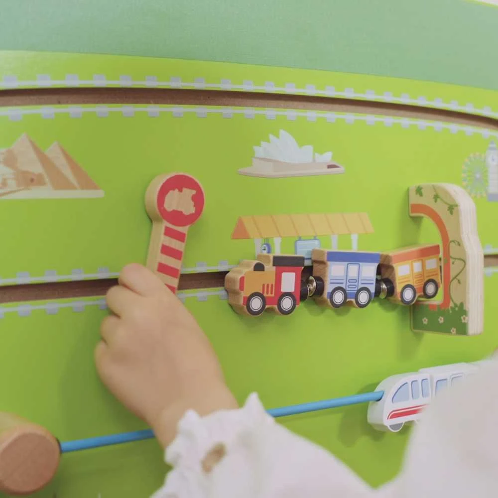 Viga Toys Medinė sensorinė-manipuliacinė lenta VIGA Traukinys