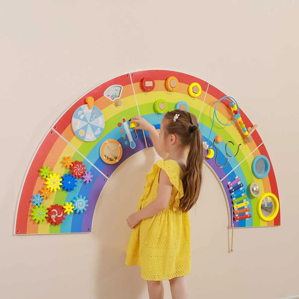 Viga Toys VIGA medinė sensorinė manipuliacinė lenta EDU Vaivorykštė