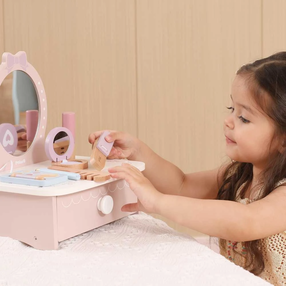 Viga Medinė Kosmetinė su Priedais Kūdikių Princesės Kampeliui