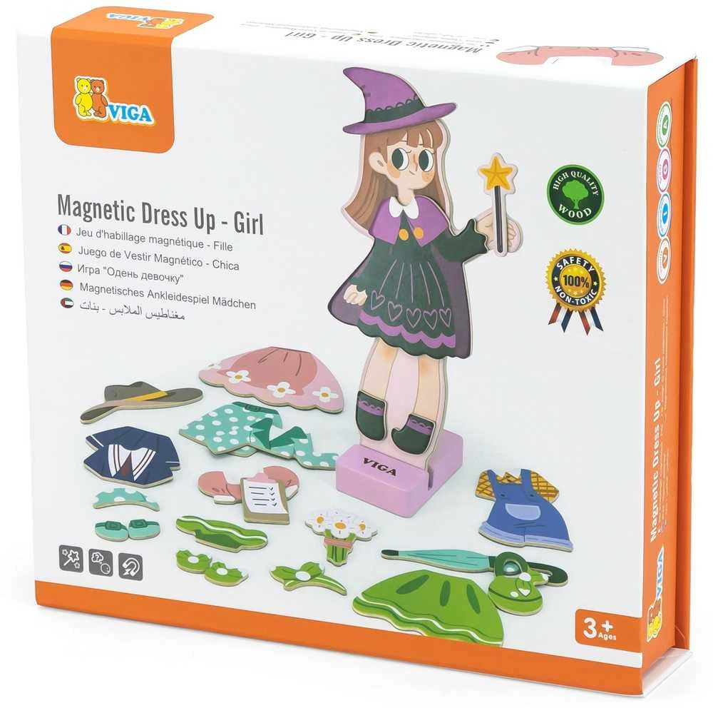 Viga Toys Medinė magnetinė edukacinė aprengimo dėlionė VIGA