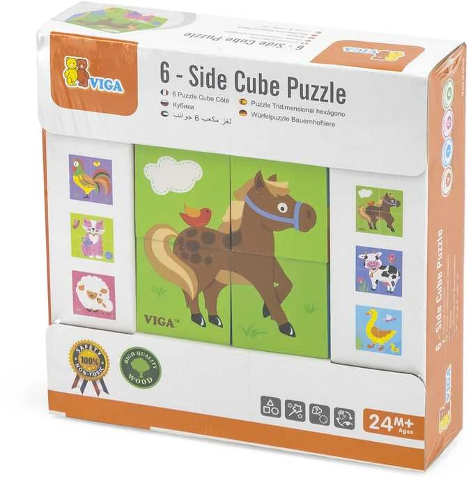 Viga Toys VIGA Medinė dėlionė Ūkis 4 kaladėlės