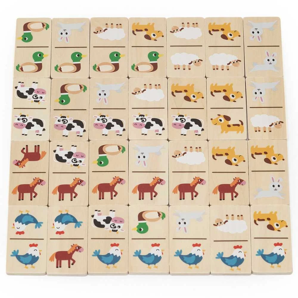 Viga Toys VIGA medinis domino 2in1 Gyvūnai ir skaičiai