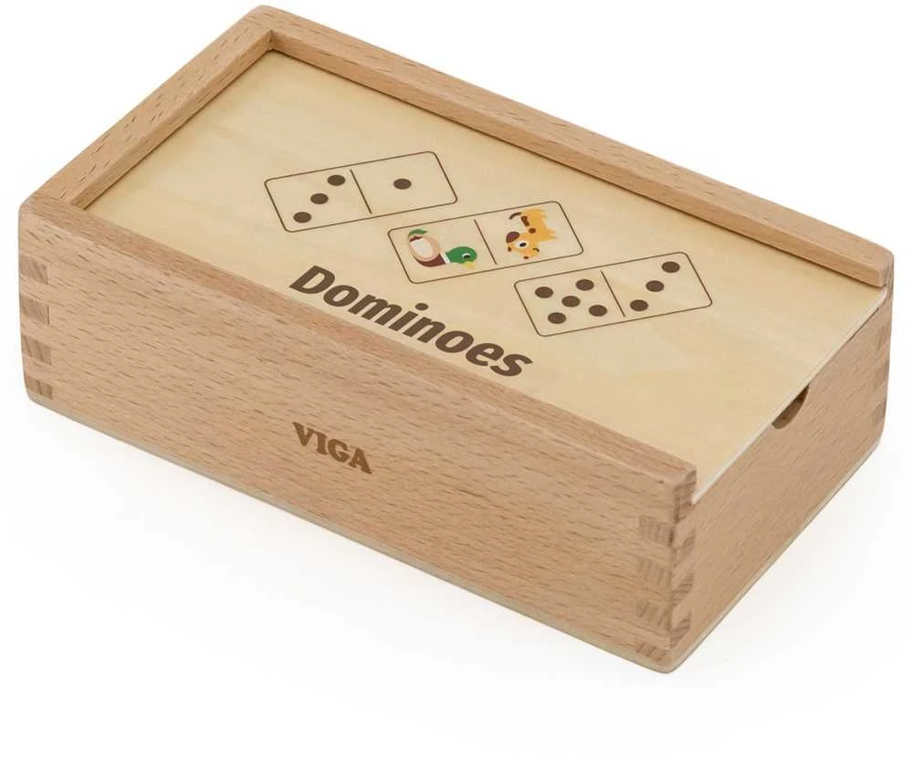 Viga Toys VIGA medinis domino 2in1 Gyvūnai ir skaičiai
