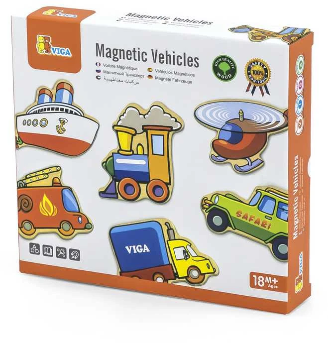 Viga medinių magnetų rinkinys, transporto priemonės, 20vnt.