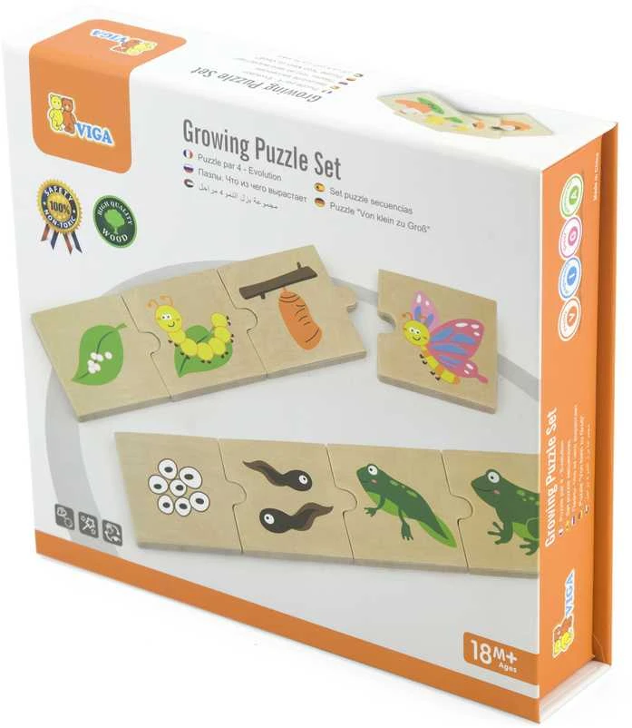 Viga Toys Medinės Dėlionės Augantys Gyvūnai ir Augalai