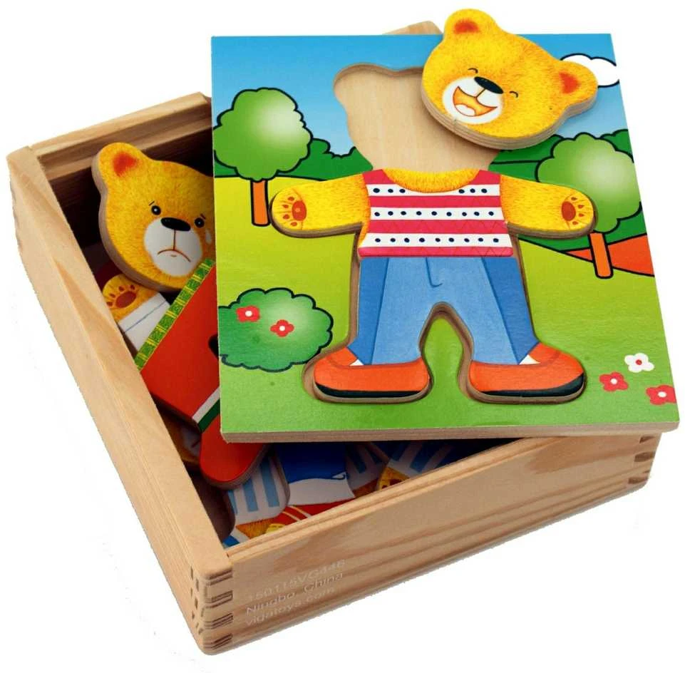 Dėlionė Viga Toys „Viga Wooden Puzzle“ edukacinis galvosūkis su meškiuku