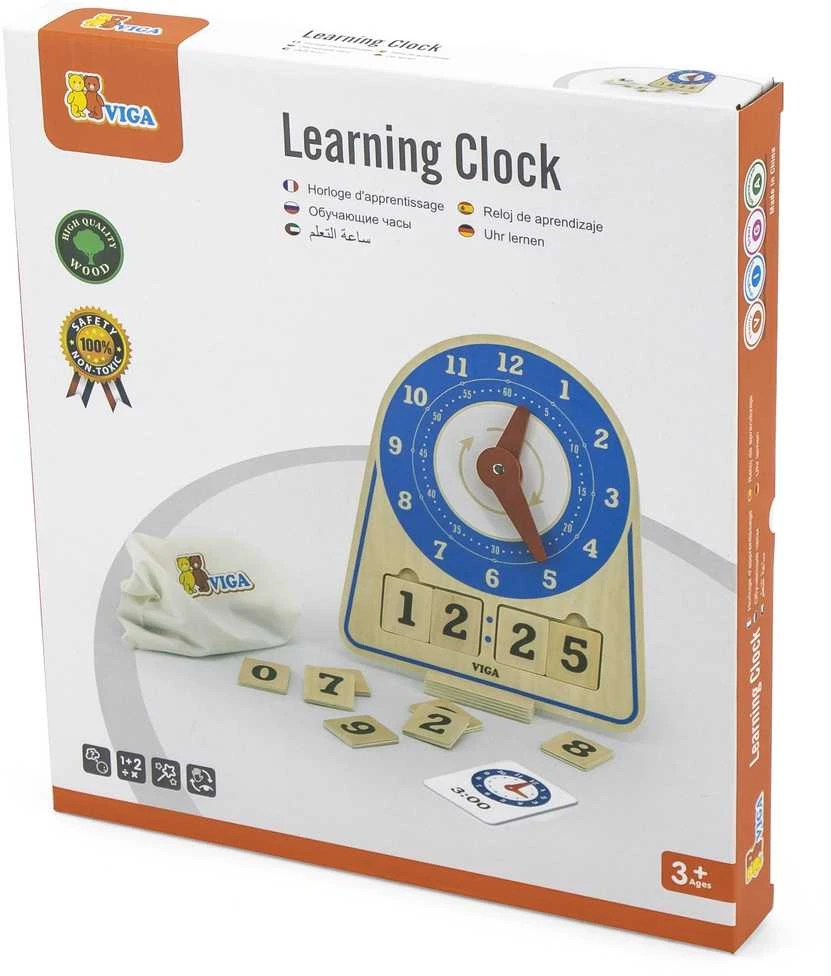 Viga Toys VIGA Wooden Clock Learning Time Clock Montessori