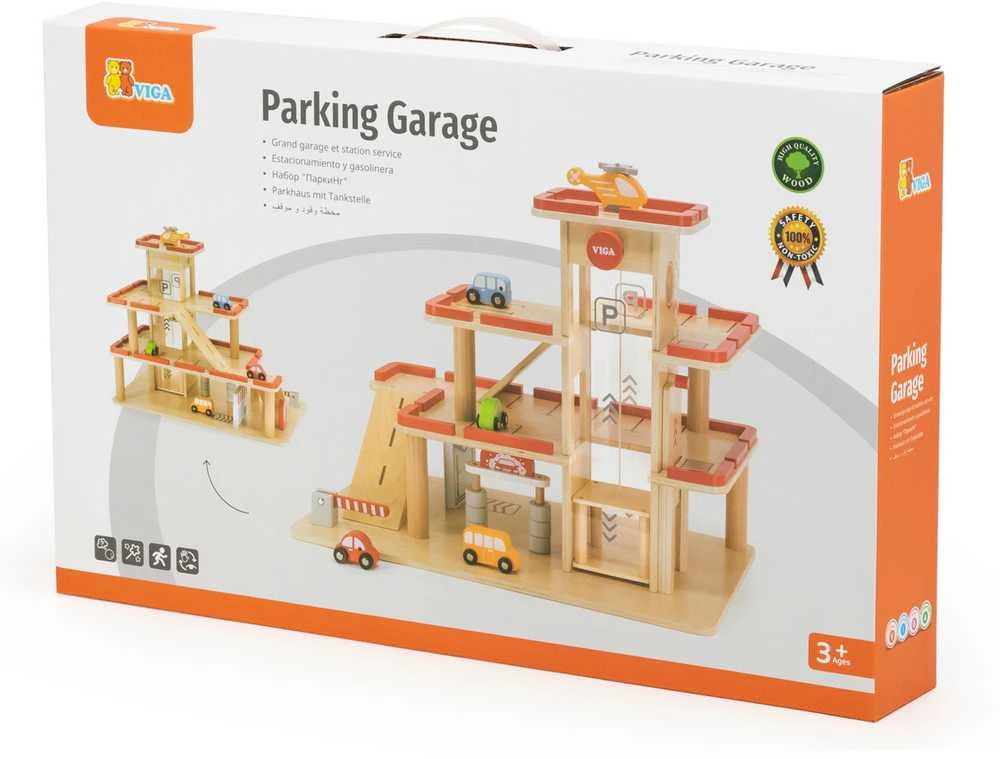 Medinis VIGA parkingas su automobiliukais ir sraigtasparniu