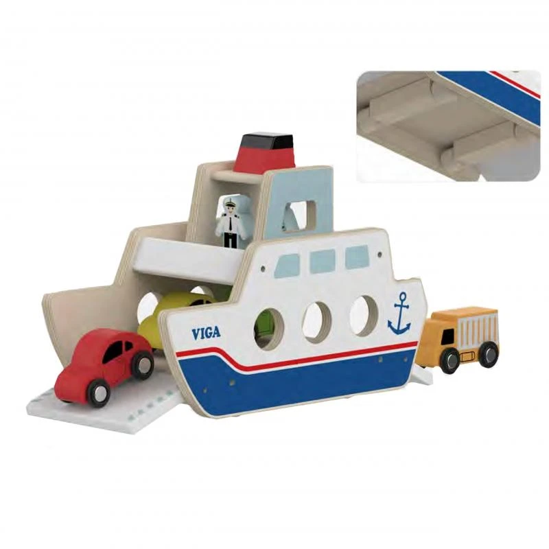 Viga Toys „Viga“ medinis laivas „Captain Car 4 PCS“.