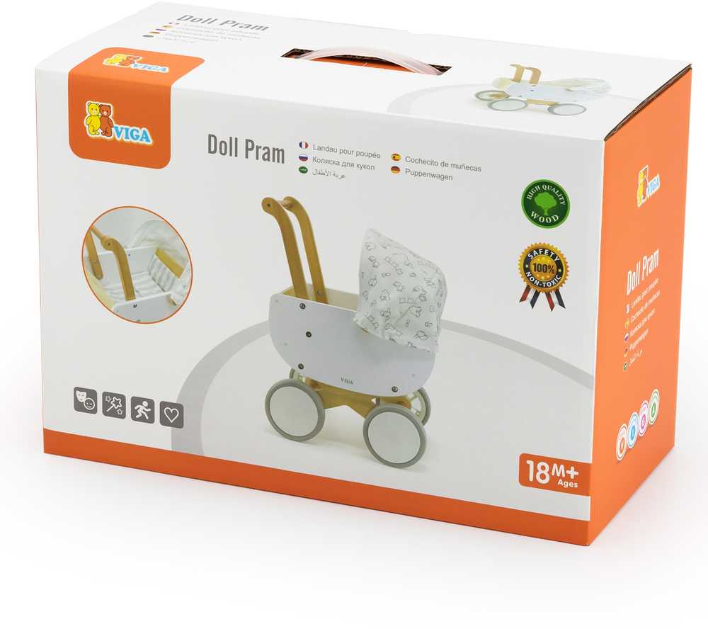 Viga Toys VIGA medinis lėlės vežimėlis su gondola