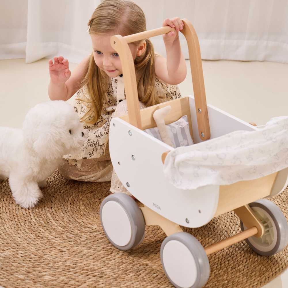 Viga Toys VIGA medinis lėlės vežimėlis su gondola