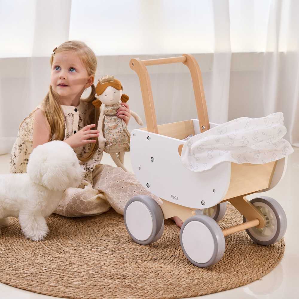 Viga Toys VIGA medinis lėlės vežimėlis su gondola