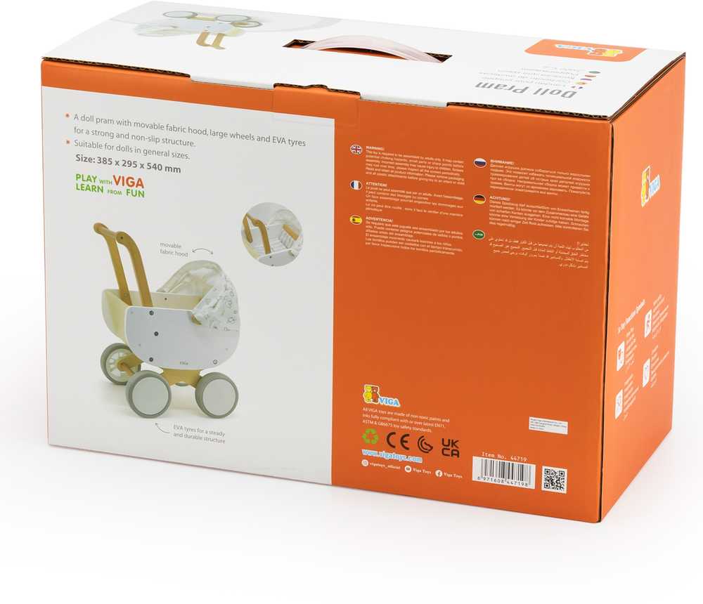 Viga Toys VIGA medinis lėlės vežimėlis su gondola