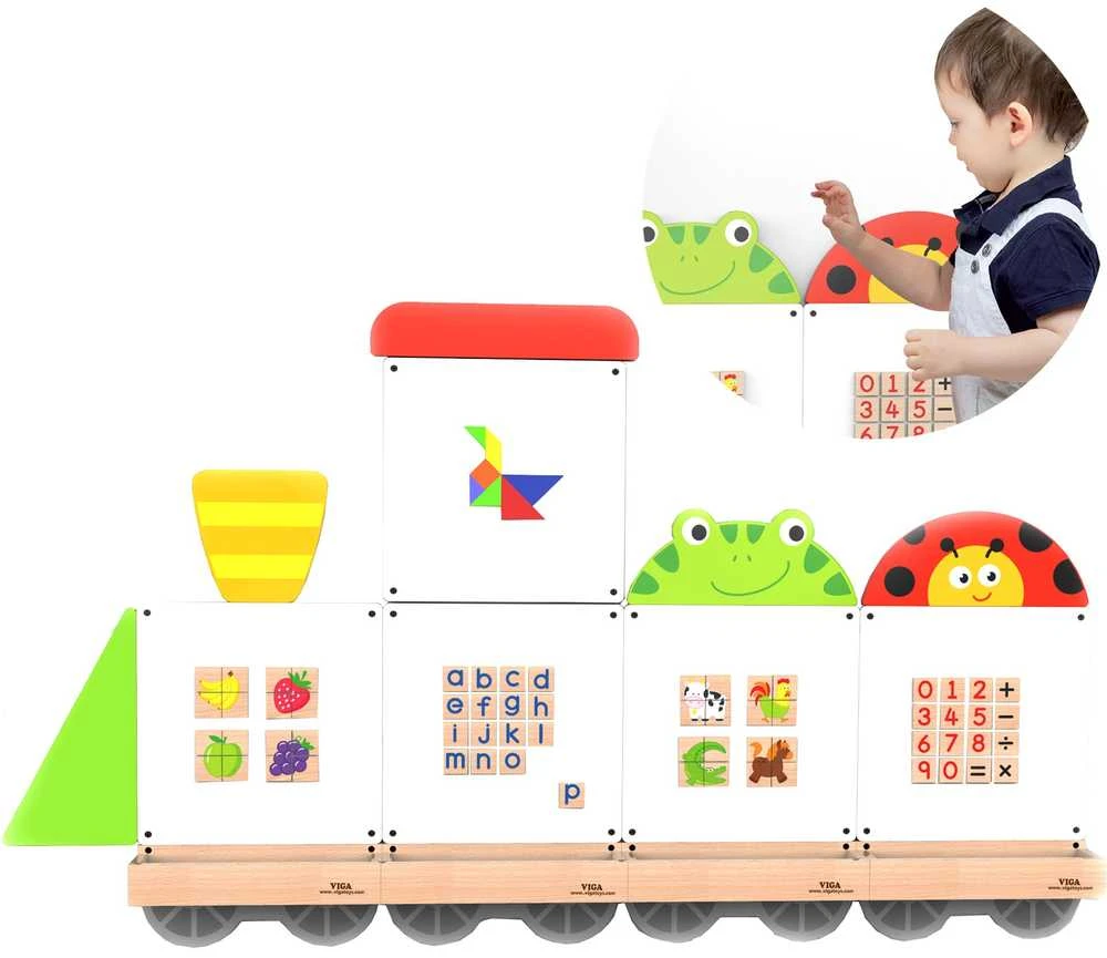 „Viga Toys“ VIGA edukacinės lentos sistema, gyvūnų traukinys, FSC sertifikatas