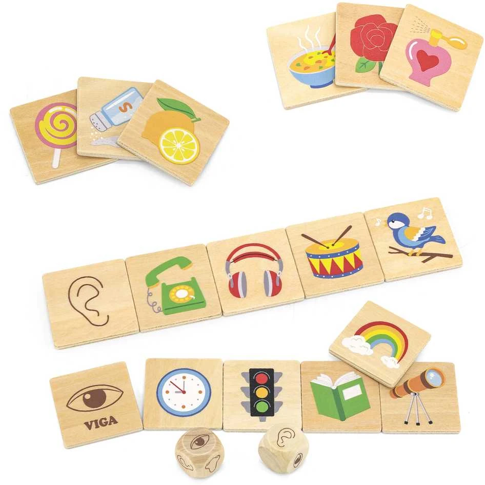 „Viga“ edukacinio žaidimo dėlionės rūšiavimas Pojūčiai 37 EL. Montessori