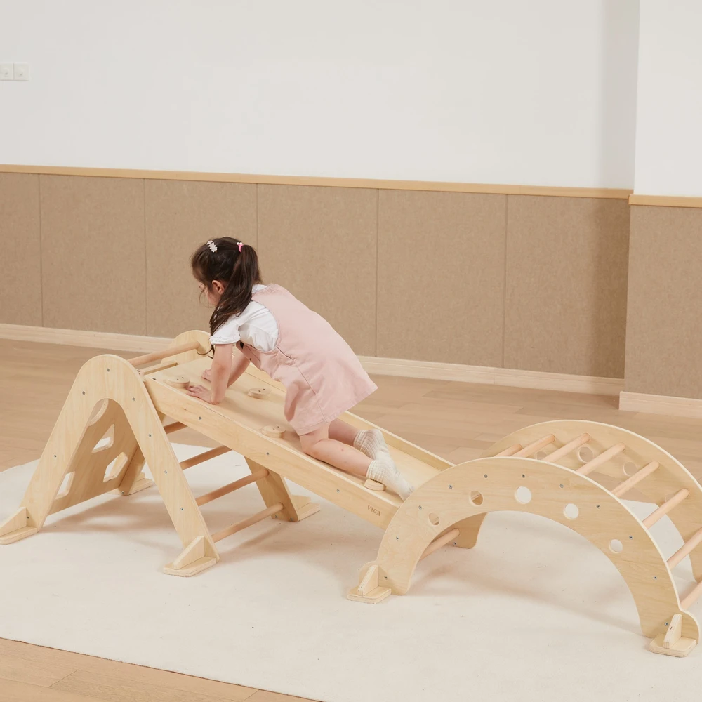 Viga Toys Viga Home žaidimų aikštelė 3in1 Piklerio trikampis supamoji lova ir čiuožykla