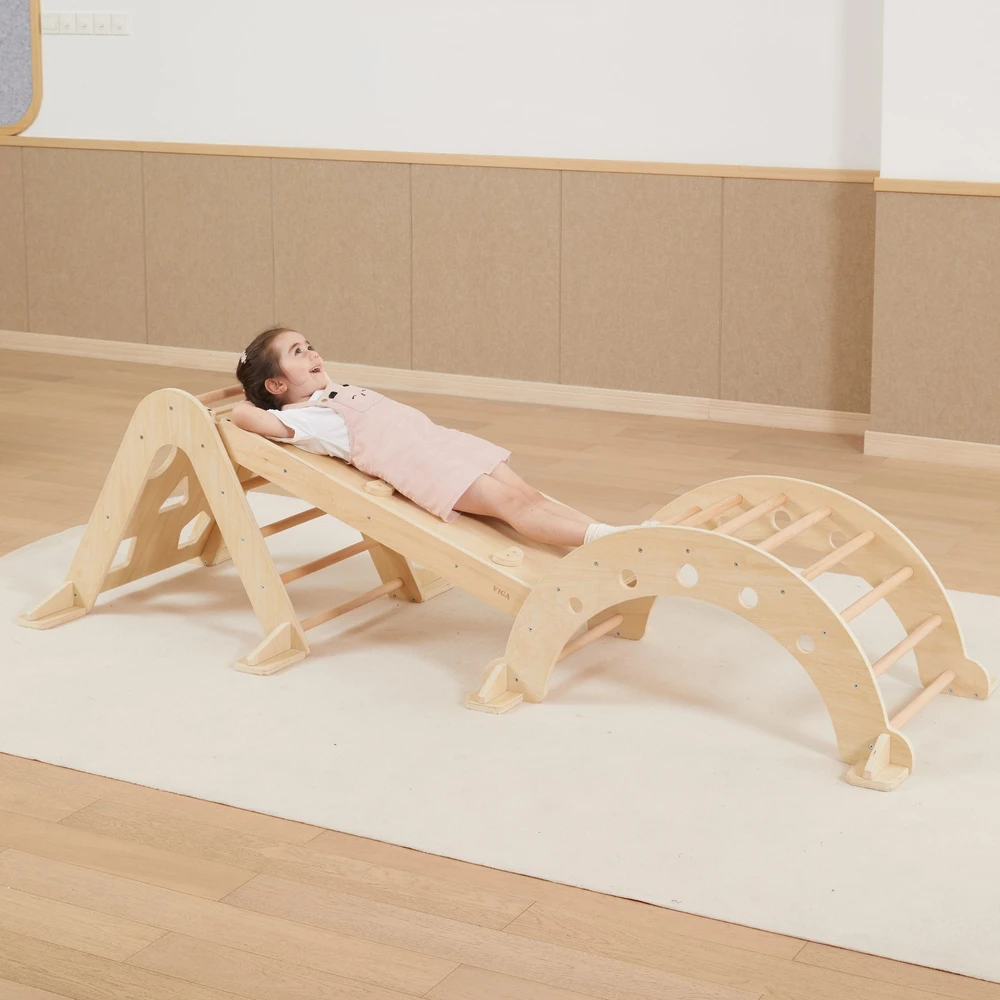 Viga Toys Viga Home žaidimų aikštelė 3in1 Piklerio trikampis supamoji lova ir čiuožykla