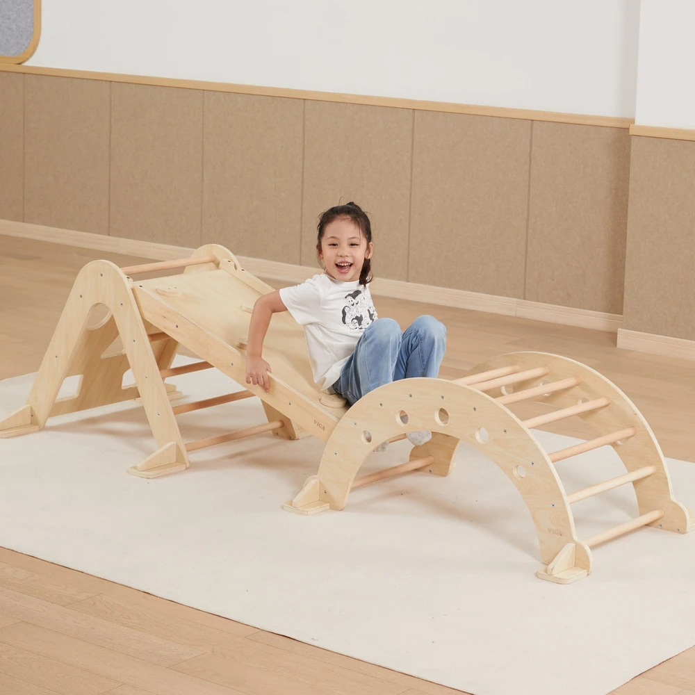 Viga Toys Viga Home žaidimų aikštelė 3in1 Piklerio trikampis supamoji lova ir čiuožykla
