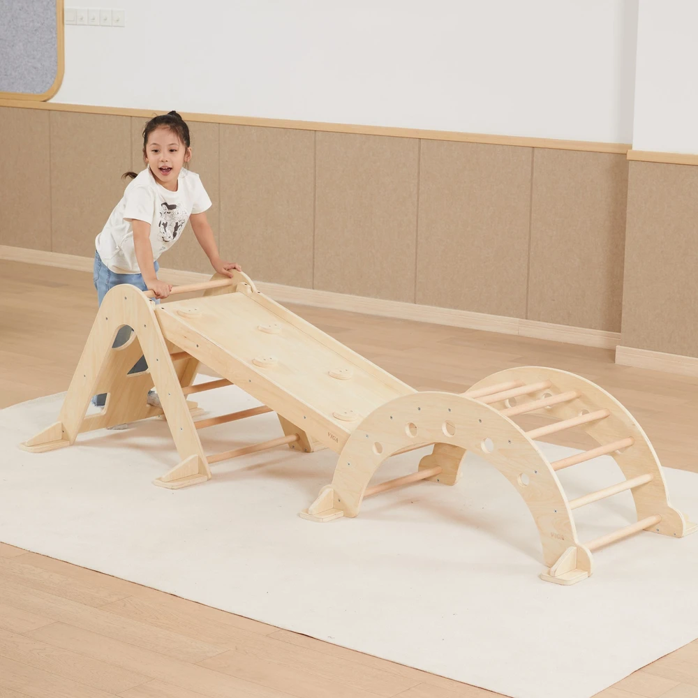 Viga Toys Viga Home žaidimų aikštelė 3in1 Piklerio trikampis supamoji lova ir čiuožykla