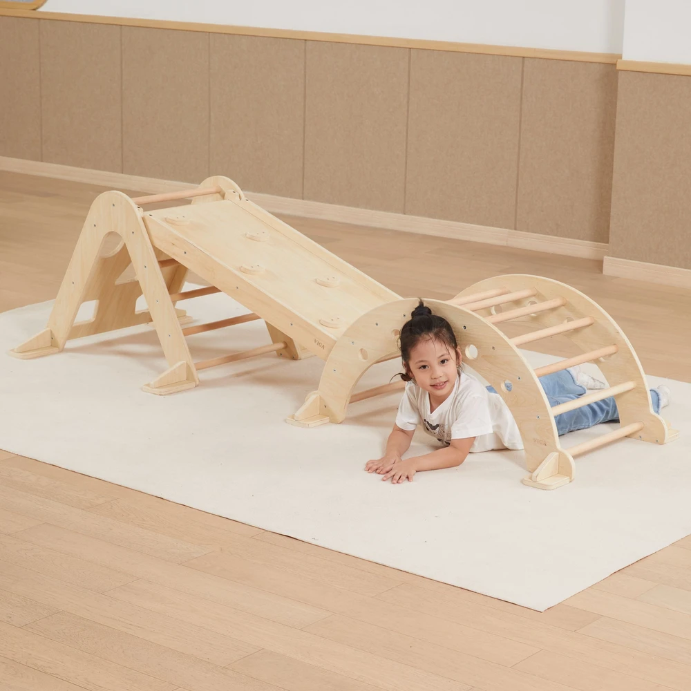 Viga Toys Viga Home žaidimų aikštelė 3in1 Piklerio trikampis supamoji lova ir čiuožykla