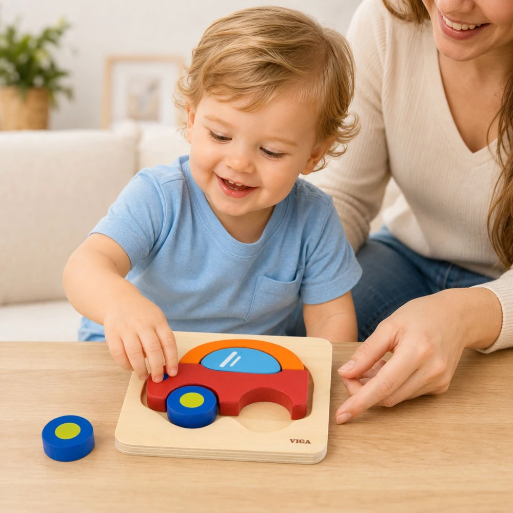 Viga Medinė Dėlionė Vaikams Automobilis