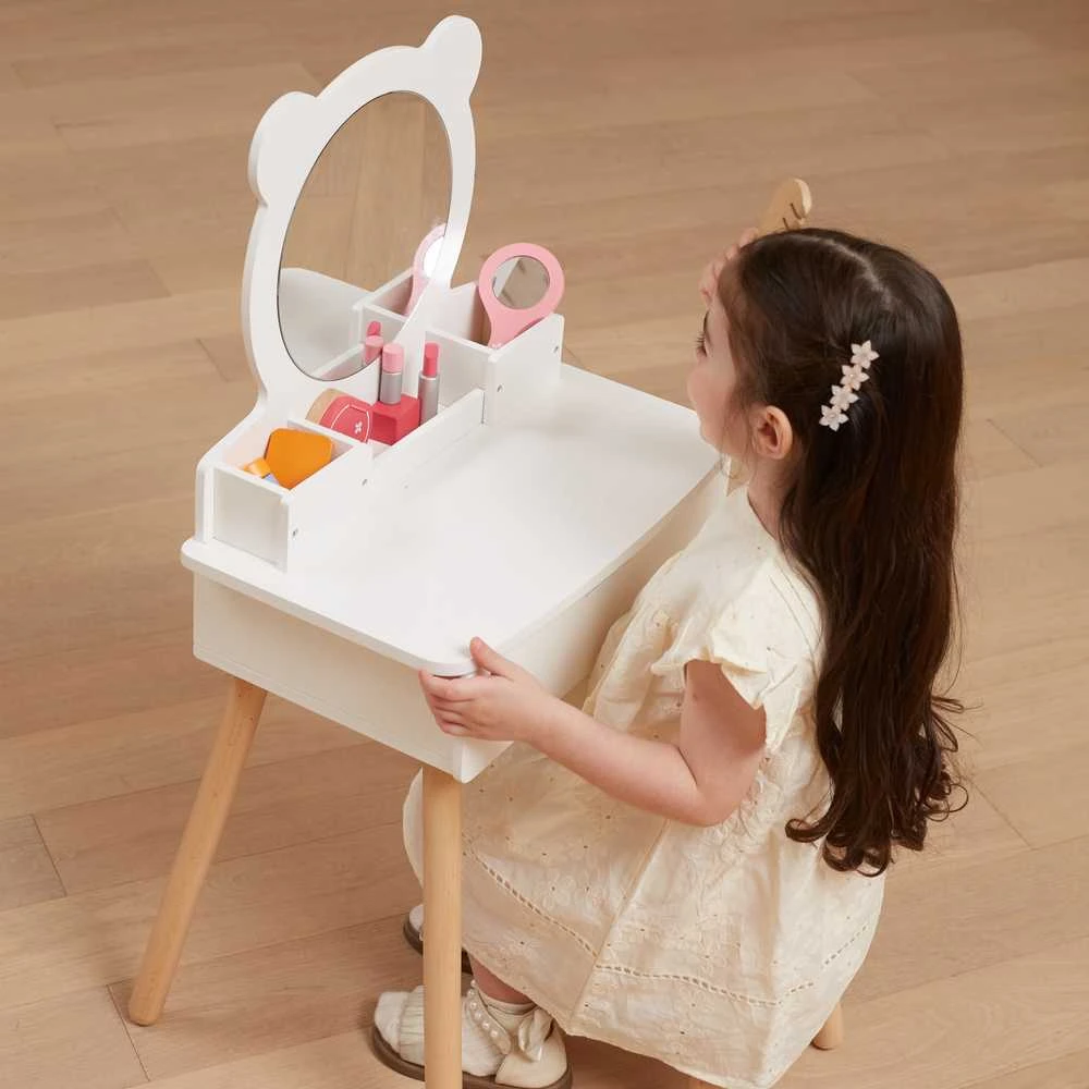 Viga Toys Viga Medinė Makiažo Staliukas Su Veidrodžiu Baltas