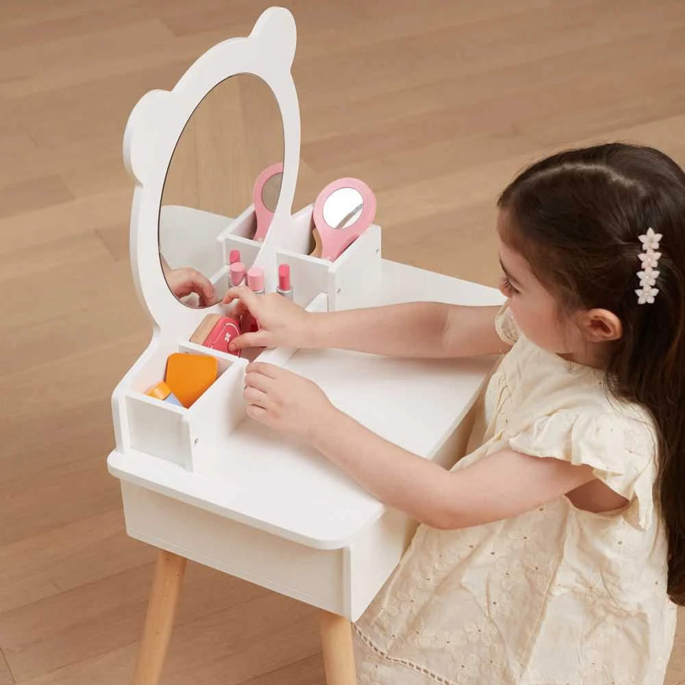 Viga Toys Viga Medinė Makiažo Staliukas Su Veidrodžiu Baltas