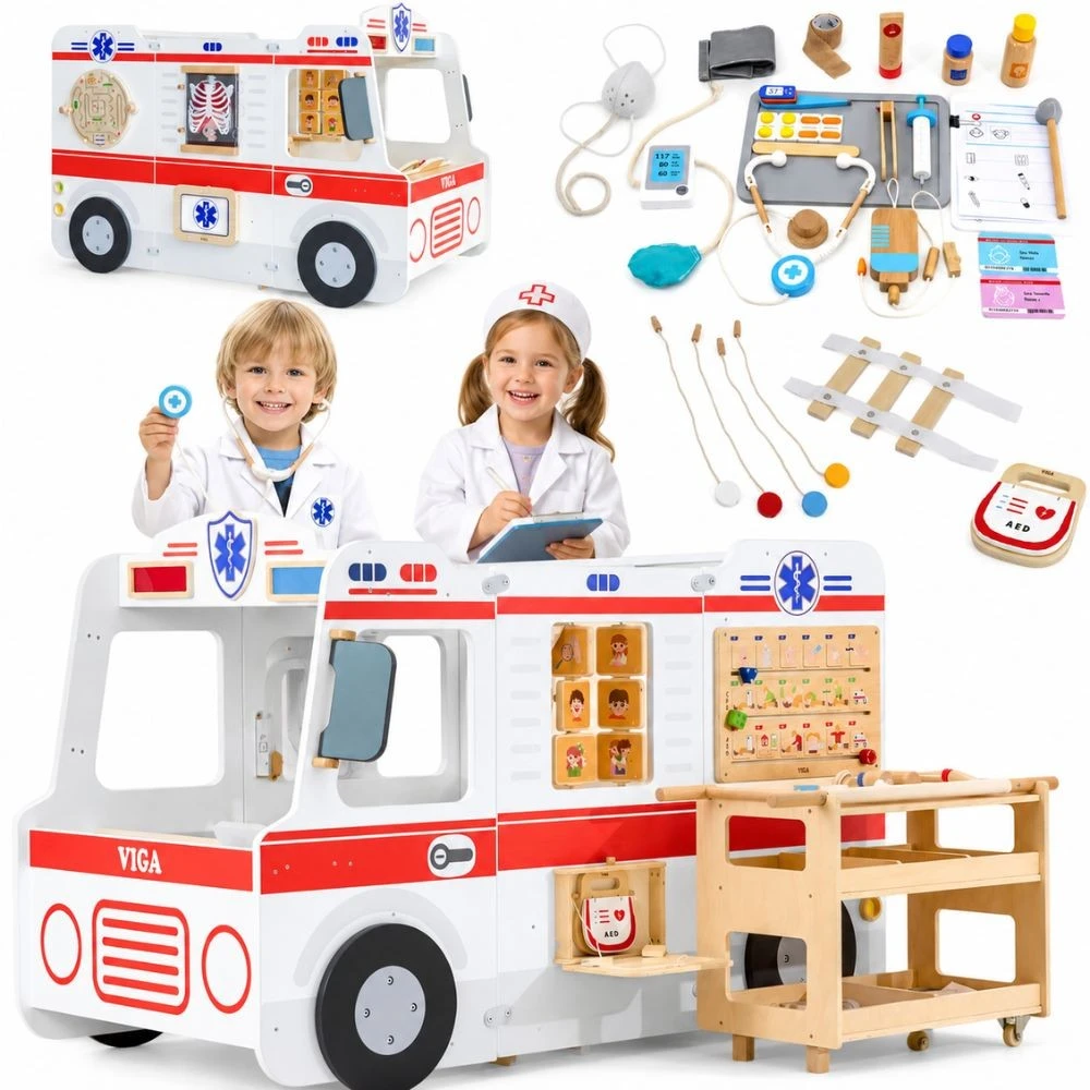Viga Toys Medinis greitosios pagalbos automobilis VIGA