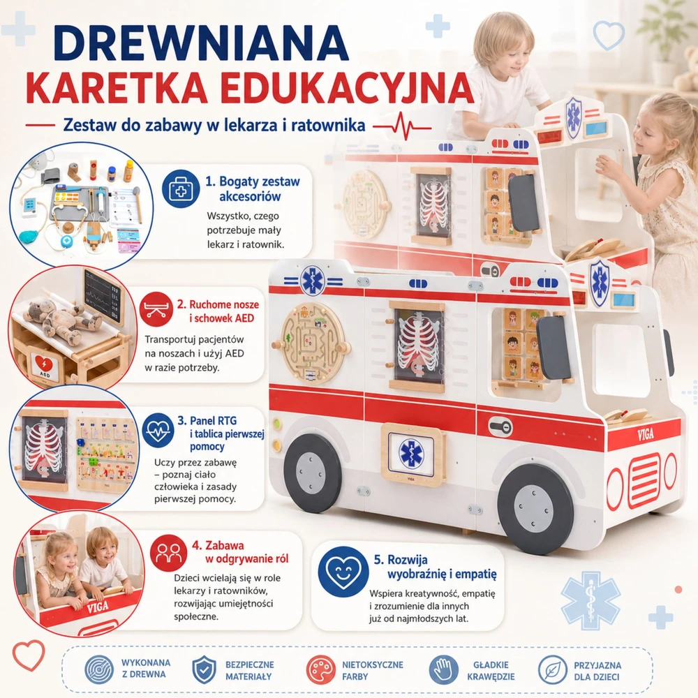 Viga Toys Medinis greitosios pagalbos automobilis VIGA
