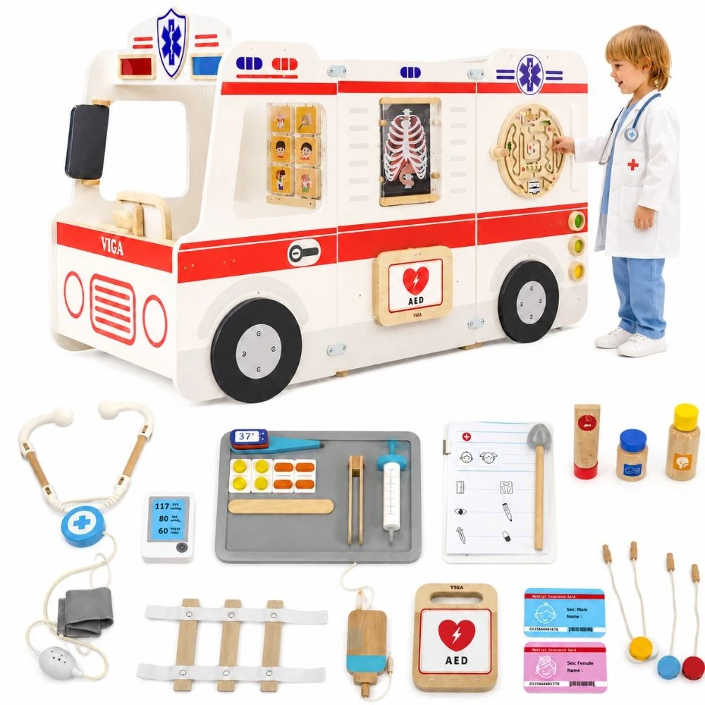 Viga Toys Medinis greitosios pagalbos automobilis VIGA