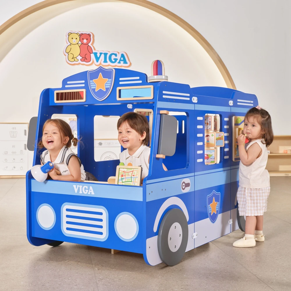 Viga Toys VIGA Large Wooden Police Car Educational Set for Children Police