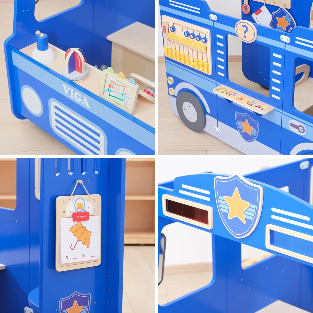 Viga Toys VIGA Large Wooden Police Car Educational Set for Children Police