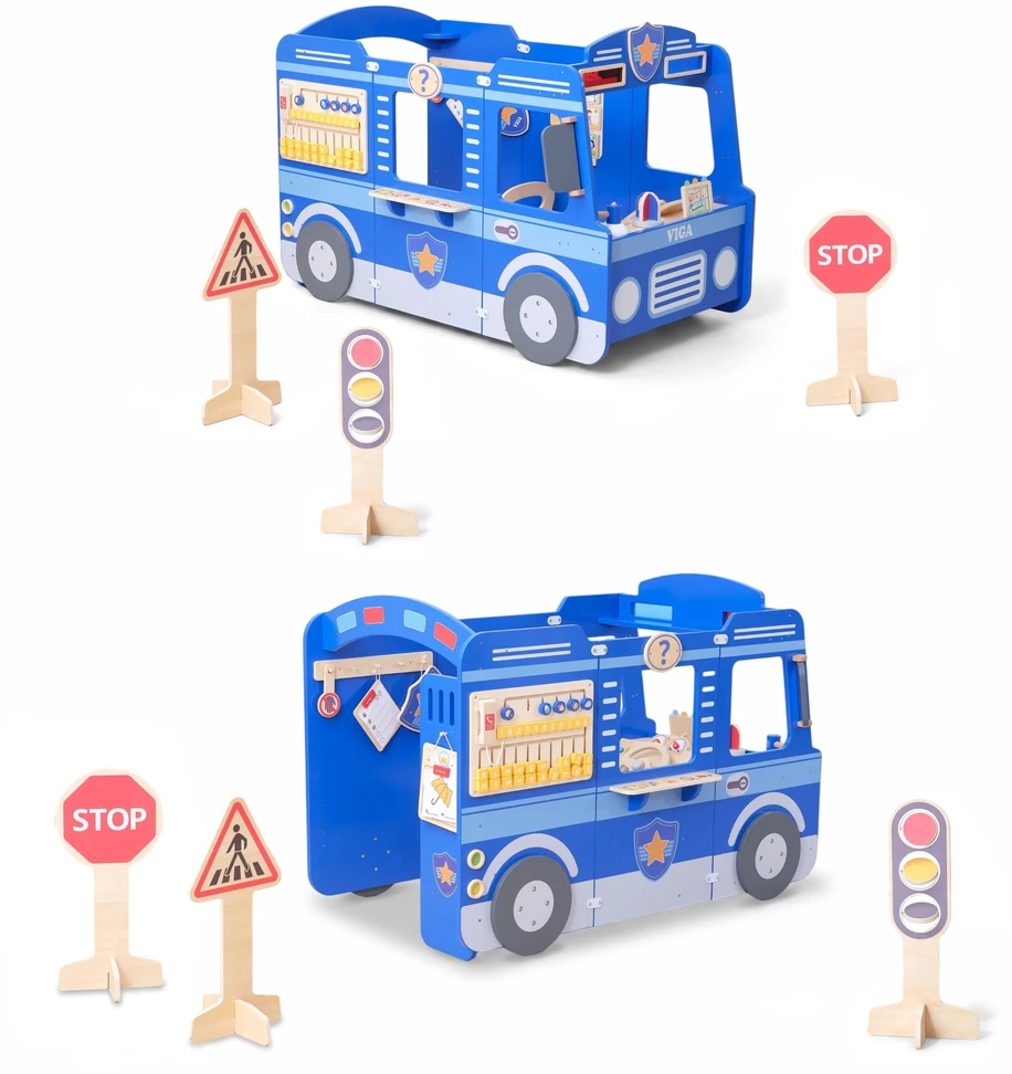 Viga Toys VIGA Large Wooden Police Car Educational Set for Children Police