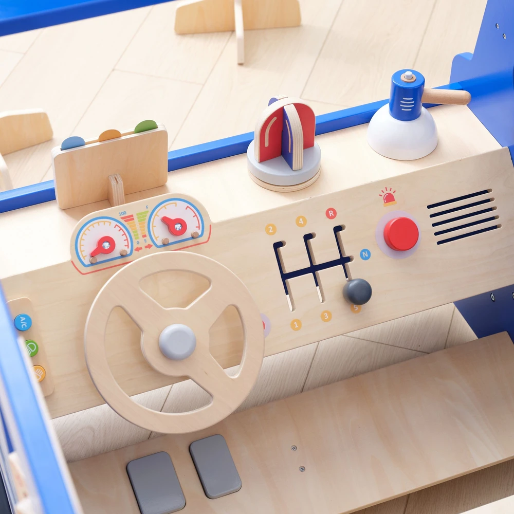 Viga Toys VIGA Large Wooden Police Car Educational Set for Children Police