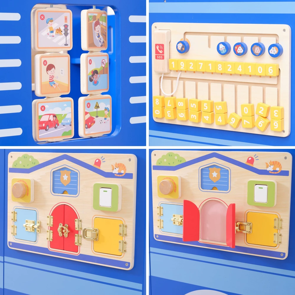 Viga Toys VIGA Large Wooden Police Car Educational Set for Children Police