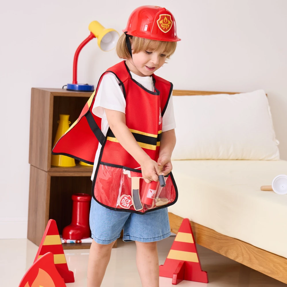 Viga Toys VIGA Mažojo gaisrininko rinkinys su liemene 8vnt